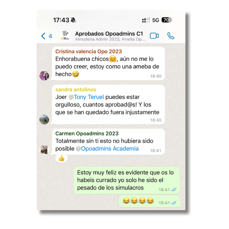 conversación de whatsapp opoadmins